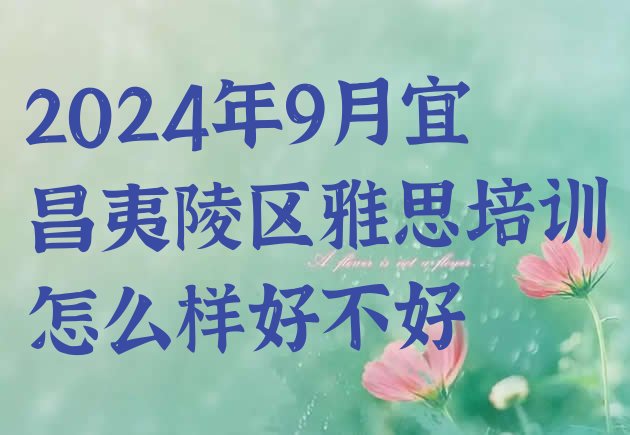 2024年9月宜昌夷陵区雅思培训怎么样好不好”